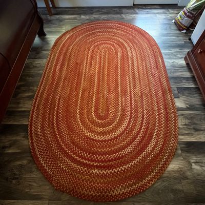 Oval Braided Area Rug in Rust Earth Tones (P-RG)