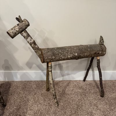 Rustic Wooden Birch Log Reindeer Figures (UD-MG)