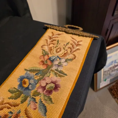 Antique Floral Needlepoint Bell Pulls (G-JS)