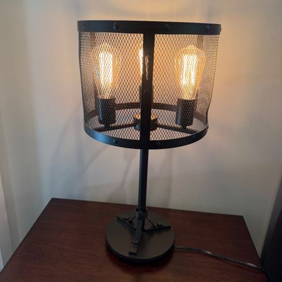 Pair of Industrial Style Metal Mesh Table Lamps (PB-MG)