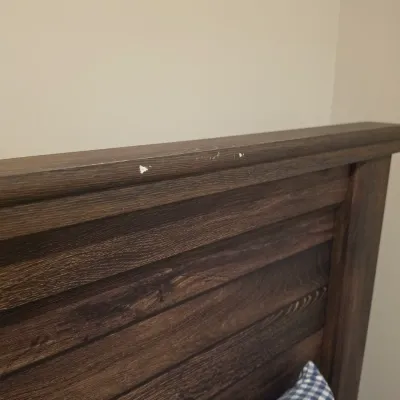 Rustic Dark Wood Queen Bed Frame w/Headboard & Footboard (BB-JS)