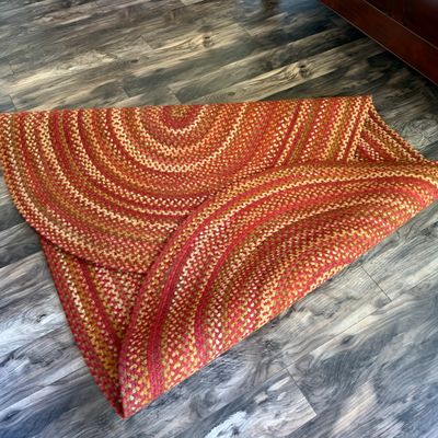 Oval Braided Area Rug in Rust Earth Tones (P-RG)