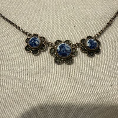 Delft Ceramic Christmas Tiles & Delft Style 835 Necklace (BLR-MG)