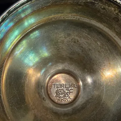Sterling Silver & Etched Glass Cocktail Glasses (G-JS)