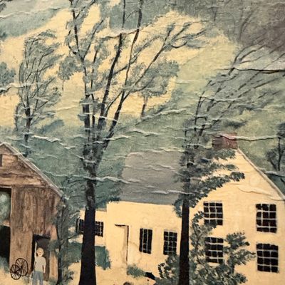 Grandma Moses Thunderstorm Wood Mounted Art Print (PB-RG)