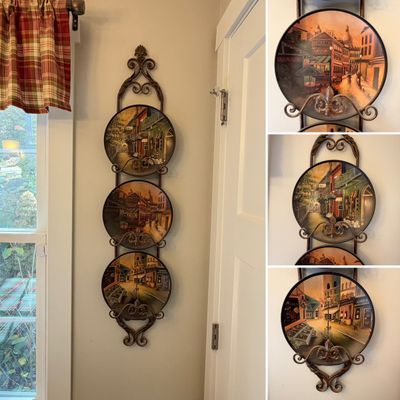 Metal Wall Rack w/Decorative Plates & More (PB-RG)