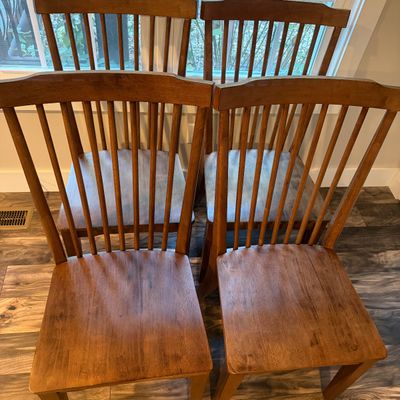 Four Wooden Spindle Back Dining Chairs (LR-MG)