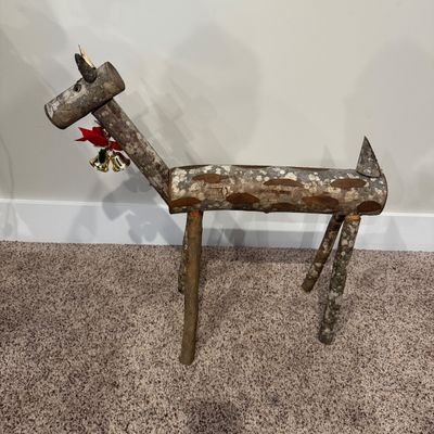 Rustic Wooden Birch Log Reindeer Figures (UD-MG)