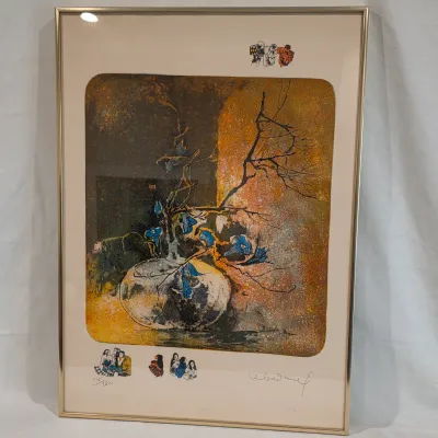 Pencil Signed & Numbered Abstract Floral Still Life Lithograph (BB-JS)