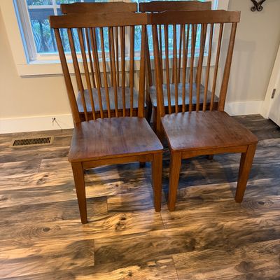 Four Wooden Spindle Back Dining Chairs (LR-MG)