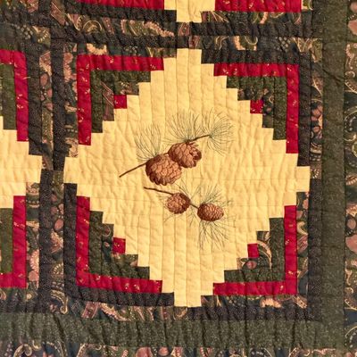 Two Donna Sharp Patchwork Quilts w/ Pinecone Motif (PB-RG)