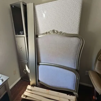 Upholstered Twin Bed And Mattress With Drawers 1