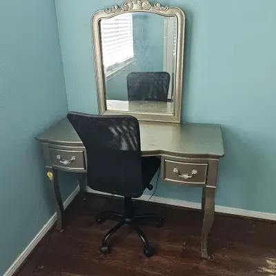 Vanity With Mirror And Chair 