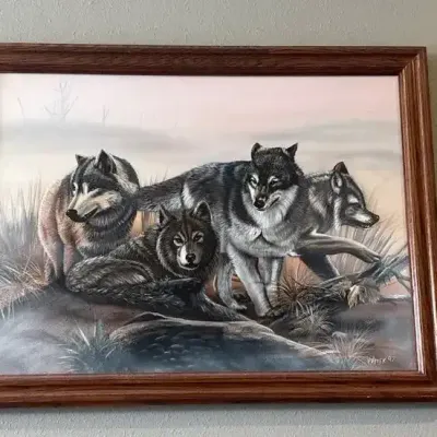Framed Canvas Wolf Pack By VVitek 97