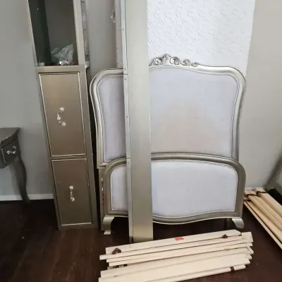 Upholstered Twin Bed With Drawers And Mattress 3-Disassembled