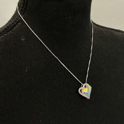 Iridescent Crystal Heart Pendant Necklace