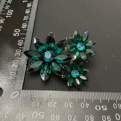 Liz Claiborne Green & Blue Rhinestone Floral Brooch Pin
