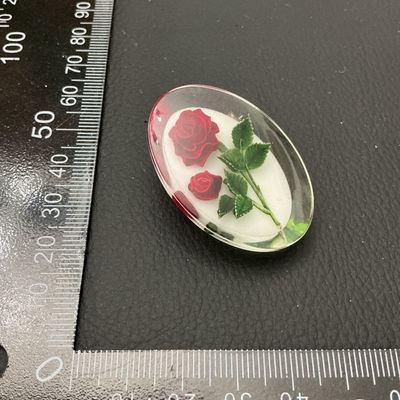 Vintage Oval Carved Resin Rose Brooch Pin