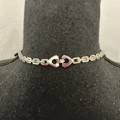 Vintage Silver-Tone Modernist Link Collar Necklace