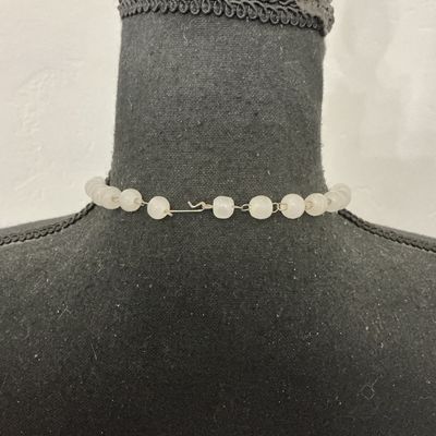 Beaded Statement Necklace with Carved Agate Stone Pendant