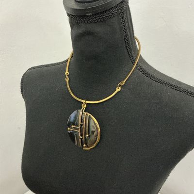 Vintage Mid-Century Brutalist Pendant Collar Necklace