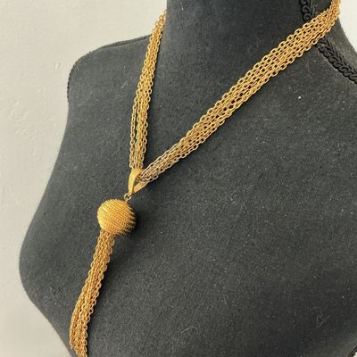 Vintage Gold-Tone Multi-Strand Tassel Pendant Necklace