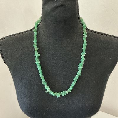 Green Gemstone Chip Strand Necklace with Filigree Clasp