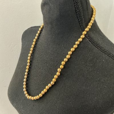 Gold-Tone Spherical Bead Strand Necklace with Barrel Clasp