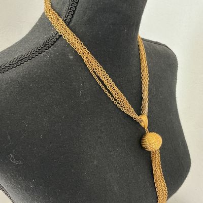Vintage Gold-Tone Multi-Strand Tassel Pendant Necklace