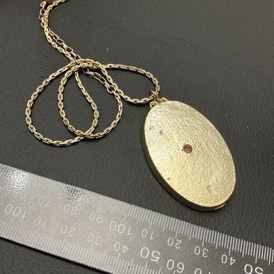 Vintage Heraldic Crest Oval Pendant Necklace