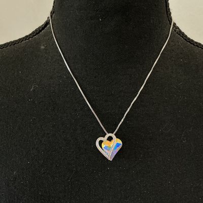 Iridescent Crystal Heart Pendant Necklace