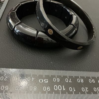 2 Vintage Black Bangle Bracelets