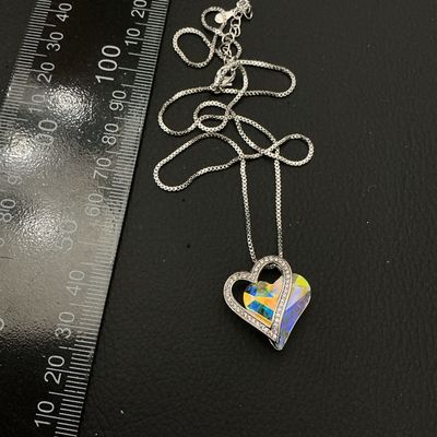 Iridescent Crystal Heart Pendant Necklace
