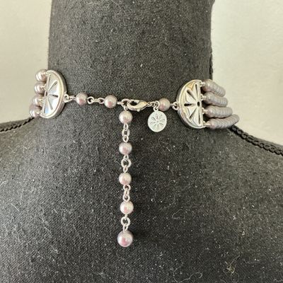 Multi-Strand Faux Pearl Statement Necklace in Gray Tone