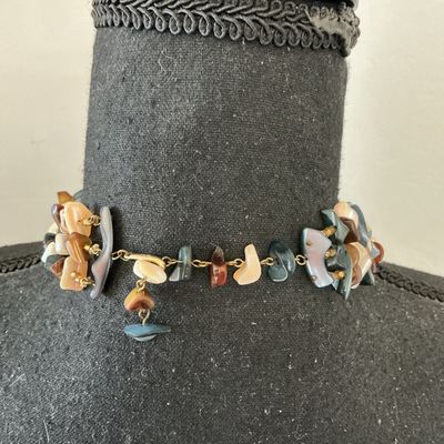 Vintage Multi-Strand Stone & Faux Pearl Choker Necklace