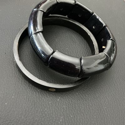 2 Vintage Black Bangle Bracelets
