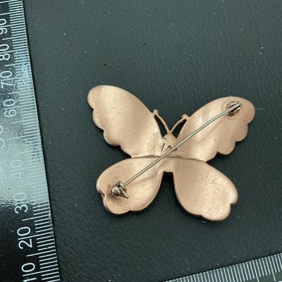 Beaded Butterfly Brooch Pin with Rhinestone Body
