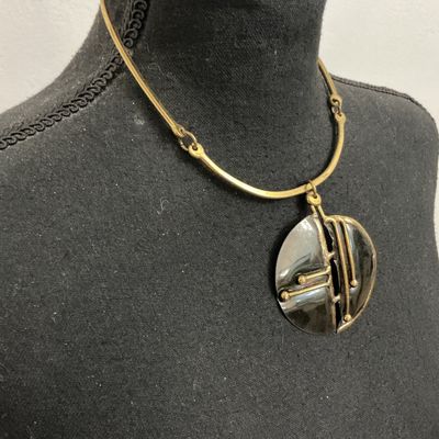 Vintage Mid-Century Brutalist Pendant Collar Necklace