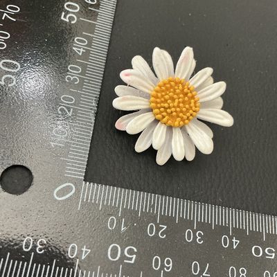 Vintage White and Yellow Enamel Daisy Flower Brooch Pin
