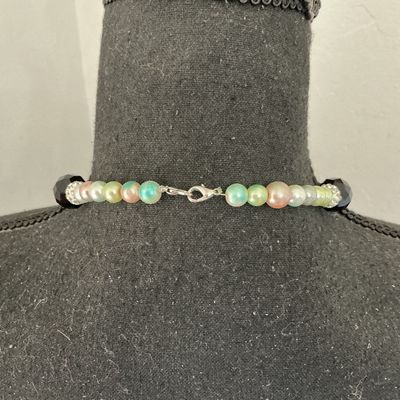Faux Pearl and Multi-Color Crystal Beaded Strand Necklace