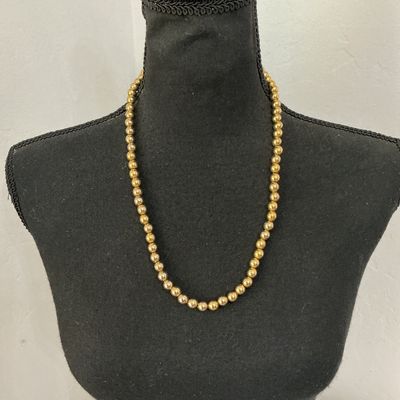 Gold-Tone Spherical Bead Strand Necklace with Barrel Clasp
