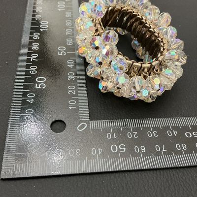 Vintage Japan Aurora Borealis Crystal Beaded Expansion Stretch Bracelet