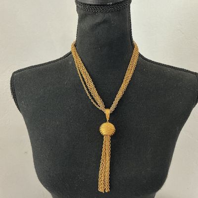 Vintage Gold-Tone Multi-Strand Tassel Pendant Necklace