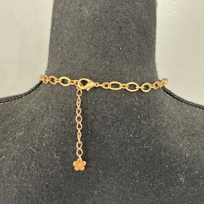 Multicolor Rhinestone Choker Necklace with Flower Charm