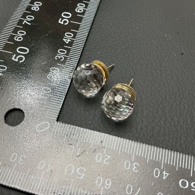 Pair of Faceted Spherical Crystal Stud Earrings