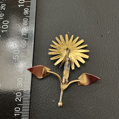 Vintage Mixed Metal Sunflower Brooch Pin