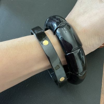 2 Vintage Black Bangle Bracelets