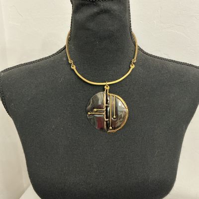 Vintage Mid-Century Brutalist Pendant Collar Necklace