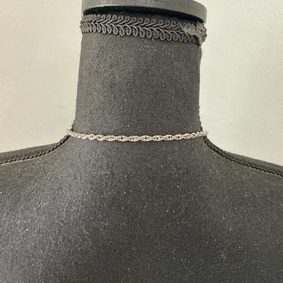 Vintage Silver-Tone Rope Chain Lariat Tassel Necklace