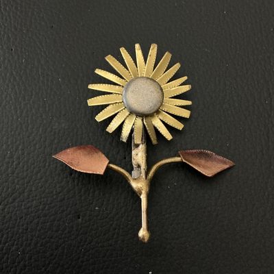 Vintage Mixed Metal Sunflower Brooch Pin